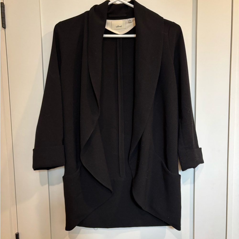 Wilfred Black Open-Front Draped Blazer